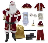 AZIDWERYQ Costume da Babbo Natale 1Set/12 pezzi con poliestere in oro in poliestere costume da adulto uomo rosso comodo Natale per feste natalizie cosplay, outfit XL