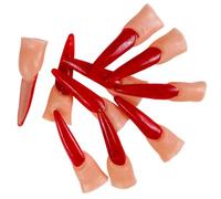 AZIDWERYQ Dita di dita da strega 10 pezzi di dito realistici con unghie rosse spaventose oggetti di scena di Halloween per le delle feste in costume in maschera
