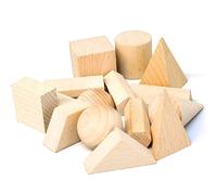AZIDWERYQ Forme 3D per insegnare, Forme 3D da 15 Pezzi, Blocco Geometrico Geometrico in Legno per insegnare Puzzle in Legno