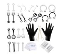 AZIDWERYQ Kit per piercing al corpo Anelli per lingua in acciaio inossidabile Gioielli per piercing all'ombelico Nero 47 pezzi