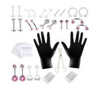 AZIDWERYQ Kit per piercing al corpo Anelli per lingua in acciaio inossidabile Gioielli per piercing all'ombelico 47 pezzi