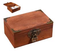 AZIDWERYQ Piccola Scatola in Legno con Serratura e Coperchio incernierato Scatola portaoggetti Vintage in Legno 6x4x3 per Gioielli, Oggetti da Collezione, tesori con Serratura