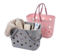 AZIDWERYQ Portable Shower Caddy 2-Pack Heart Design Plastic Shower Caddy Basket with Handle for Bathroom, Dorm & Gym Organizer Portable