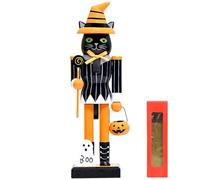 AZIDWERYQ Schiaccianoci di Halloween, figure di noce di legno con cappello e zucca, statua decorativa per feste di Halloween, scaffali da tavola o figure di schiaccianoci per il display del camino