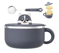 AZIDWERYQ Simpatica Ciotola per Noodle istantanei per Cani, Ciotole per Noodle e zuppe in Acciaio Inossidabile 304 da 40, 6 OZ con Coperchio e Cucchiaio per zuppa Udon, Miso, Tailandese o pho