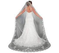 AZIDWERYQ Velo da sposa lungo con pettine, velo da sposa in tulle morbido da 118 pollici con finiture in pizzo per donne Veli da per spose