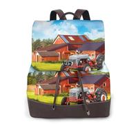 Azienda Agricola Trattore Stampa Donne Zaino Impermeabile Antifurto Leggero Pu Moda Pelle Nylon Scuola Borsa a Tracolla Zaino Da Viaggio, Nero , Taglia unica