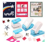 Azione a leva per punzone quadrato per quadrati equilateri, perfetta per lavori con la carta, scrapbooking, cartoline fai da te, arte e artigianato(4Pcs Punche Set)
