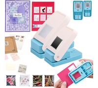 Azione a leva per punzone quadrato per quadrati equilateri, perfetta per lavori con la carta, scrapbooking, cartoline fai da te, arte e artigianato(1.25x1.5inch +1x0.8inch Stamp Punch)