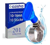 AZISHA Fascette Metalliche Stringitubo 10-16mm - 10 Pezzi Fascette Stringitubo Inox - Regolabile Fascetta Stringitubo - Fascetta Metallica Per Tubi Piscina,Giardino,Gas,Lavatrice,Auto E Acqua