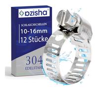 AZISHA Fascette Metalliche Stringitubo 10-16mm 12 Pezzi - 304 Fascette Stringitubo Inox - Regolabile Fascetta Stringitubo - W4 Fascetta Metallica Per Tubi Piscina,Giardino,Gas,Lavatrice,Auto E Acqua
