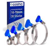 AZISHA Fascette Metalliche Stringitubo 10-70mm - 30 Pezzi Fascette Stringitubo Inox - Regolabile Fascetta Stringitubo - Fascette Metalliche Per Tubi Piscina,Giardino,Gas,Lavatrice,Auto E Acqua