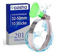AZISHA Fascette Metalliche Stringitubo 32-50mm - 10 Pezzi Fascette Stringitubo Inox - Regolabile Fascette Acciaio - Fascetta Metallo Per Tubi Piscina,Giardino,Gas,Lavatrice,Auto E Acqua