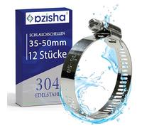 AZISHA Fascette Metalliche Stringitubo 35-50mm 12 Pezzi - 304 Fascette Stringitubo Inox - Regolabile Fascette Acciaio - W4 Fascetta Metallo Per Tubi Piscina,Giardino,Gas,Lavatrice,Auto E Acqua