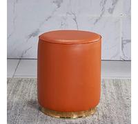 AZJJDP Ottomans Foot Stool Leather Footstool Round Foot Stools Vanity Stools Shoe Change Stool Ottomans for The Bedroom Footstools for Living Room, Orange- 36x43cm