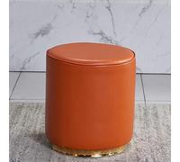 AZJJDP Ottomans Foot Stool Ottomans Foot Stool Leather Footstool Round Foot Stools Vanity Stools Shoe Change Stool Ottomans for The Bedroom Footstools for Living Room, orange-32x35cm (Ora