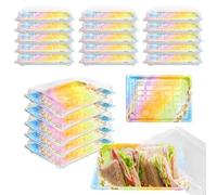 AZKEEGREY 20 vassoi in plastica con coperchi, vassoi colorati per catering con coperchi, riutilizzabili, per buffet, catering, casa, feste (medi, 26 x 19 x 5 cm)