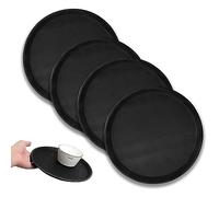 AZKEEGREY 4 vassoi da cameriere rotondi antiscivolo 28 cm, vassoio da portata nero, vassoio rotondo con tappetino antiscivolo per servire