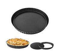 AZKEEGREY Confezione da 2 teglie per quiche da forno antiaderenti, 24 cm, con base allentata, teglie rotonde con fondo rimovibile per crostate