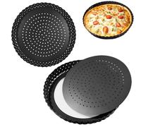 AZKEEGREY Confezione da 2 teglie perforate per quiche con base allentata da 30 cm, teglia perforata antiaderente con base allentata, teglia rotonda perforata con fondo rimovibile per cottura