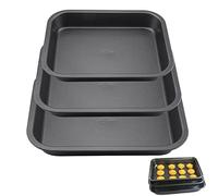 AZKEEGREY Confezione da 3 teglie rettangolari da forno, antiaderenti per arrosti, teglie da forno (lavabili in lavastoviglie 30 32 34 cm)