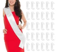 AZKEEGREY Confezione da 30 fusciacche bianche in raso, tinta unita, per spose, matrimoni, compleanni, 160 x 9,5 cm