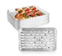AZKEEGREY Confezione da 40 vassoi in alluminio per barbecue usa e getta, 34 x 22 x 1,8 cm, in alluminio perforato, grandi teglie per griglia con fori per forno, cottura, asporto, preparazione dei