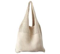 Azlanway Borsa da spiaggia da donna Boho, borsa a rete estiva all'uncinetto, in poliestere, grande borsa all'uncinetto con manici, pieghevole e lavabile, borsa a tracolla per spiaggia, vacanze, vita