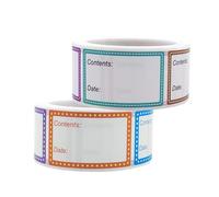 Azlanway - Etichette adesive multicolore per alimenti, 2 rotoli da 1000 pezzi, 1 x 4,1 cm, etichette per congelatore, facili da staccare, etichette con data per catering, cucina, adesivi per alimenti