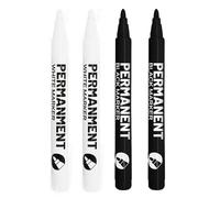 Azlanway Set di 4 matite acriliche bianche e nere, 1 - 2 mm, marcatore acrilico permanente, impermeabile, per pietra, legno, vetro, metallo, ceramica, tessuto, tela, pittura fai da te, disegno