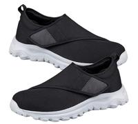 AZMAHT Ciabatte Uomo Chiuse Pantofola Diabetici Estivi sanitarie comode Scarpe con Strappo Suola Antiscivolo Slip on Pianta Larga Sneaker Casual Ortopediche per Piedi Gonfi da Camminata,Nero,44 EU