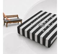 AZMAHT Cuscino per Panchina da Esterno, Cuscini per Divano Esterno Giardino in Memory Foam Impermeabile, Seduta Spessa per Altalena e Veranda, Sfoderabile,Black Stripes,100x50x5cm