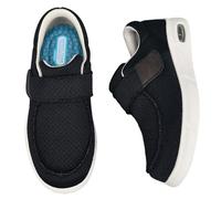 AZMAHT Scarpe Comode Anziani Slip-On Uomo Ortopediche con Strappo per Pianta Larga Senza Lacci Pantofole Diabetici Sneaker Infilare Cuscino d'Aria,Nero,46 EU