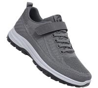 AZMAHT Scarpe Larghe Uomo Scarpe Ginnastica a Strappo Diabetiche per Uomo Scarpe Extra-Large per Piedi Gonfi Scarpe da Passeggio Regolabili dei Piedi degli Anziani,Men Grey,43/265mm