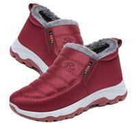AZMAHT Scarpe Ortopediche Stivali Inverno Caldo Neve Stivaletti Imbottiti di Unisex Impermeabile Appartamenti Stivaletti Antiscivolo Casual Camminate All'aperto,Women's Red,39/245mm