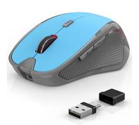 Azmall Mouse ergonomico senza fili per computer portatile/PC/MacBook/iPad, 2,4 GHz e Bluetooth Ufficio Muto mouse wireless 1600 DPI (Mouse wireless silenzioso, Blu)