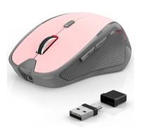 Azmall Mouse ergonomico senza fili per computer portatile/PC/MacBook/iPad, 2,4 GHz e Bluetooth Ufficio Muto mouse wireless 1600 DPI (Mouse wireless silenzioso, Rosa)