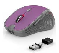 Azmall Mouse ergonomico senza fili per computer portatile/PC/MacBook/iPad, 2,4 GHz e Bluetooth Ufficio Muto mouse wireless 1600 DPI (Mouse wireless silenzioso, Viola)