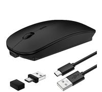 Azmall Mouse wireless Bluetooth - Mouse silenzioso sottile e ricaricabile per computer portatile per iPad/Macbook Windows Mac OS e Linux Forniture per ufficio domestico - Nero