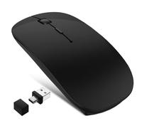 Azmall Mouse wireless con modalità jiggler - Bluetooth 5.2 e 2.4G Funk, per laptop, PC, iOS, Android, iPad e Windows, LED a 7 colori e 1600 DPI ottico (senza RGB, Nero)