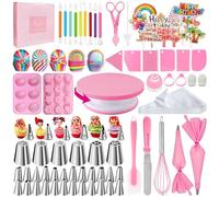 AZOMKER Kit Pasticceria Professionale, Piatto Girevole Per Torte, Beccucci Sac a Poche, Pasticceria Accessori, Attrezzi Pasticceria, Accessori e Utensili Per Pasticceria (320 Pezzi)