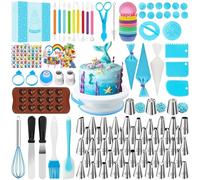 AZOMKER Piatto Girevole per Torte, Kit Pasticceria, Kit Pasticceria Professionale, Set Pasticceria, Pasticceria Accessori, Accessori Pasticceria, Bocchette sac a Poche Professionali (290 Pezzi)