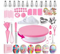 AZOMKER Piatto Girevole per Torte, Kit Pasticceria Professionale, Set Pasticceria, Pasticceria Accessori, Bocchette Sac a Poche Professionali (255 Pezzi)