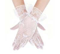 Azonelife 1 Paio Guanti Corti di Pizzo Eleganti Donna, Guanti Estivi in Pizzo Floreale, Fest Party Guanti da Galateo Sposa per Matrimoni Cena Balli Studenteschi Halloween Vestiti Accessori (B)