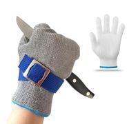 Azonelife Guanti Antitaglio Cucina, Guanti da lavoro antitaglio livello 9, filo di acciaio inox, guanto da macellaio, guanto di ostriche, adatto per la manipolazione degli alimenti