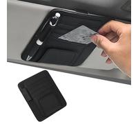 Azonelife Portaocchiali Auto Universale, Borsa Organizer Visiera Parasole in Pelle PU, multifunzionali Organizzatore Visiera Supporto Occhiali da Sole Auto per Scheda Occhiali Carta Penna, Nero