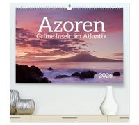 Azoren - Grüne Inseln im Atlantik 2026 (hochwertiger Premium Wandkalender 2026 DIN A2 quer), Kunstdruck in Hochglanz: Berge, Seen, Wasserfälle und die Küste der Inseln der Azoren im Atlantik, Portugal