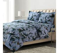 AZORES HOME Set copripiumino king size in flanella di cotone, oversize, resistente alle pieghe, morbido al tatto, include un copripiumino e due federe copricuscino, 170 g/m², motivo floreale