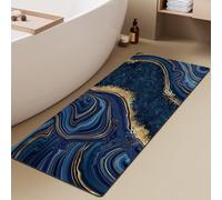Azppsad Tappeto da bagno extra lungo, con motivo marmo blu e venature dorate, antiscivolo, con retro in gomma, sottile, assorbente, ad asciugatura rapida, per vasca da bagno, cucina, 40 x 120 cm