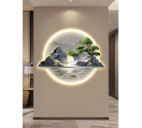 AZQOHMIS Decorazione murale 3D, sculture da Parete, Arte da Appendere al Muro con Luce LED, Lampada Decorativa da Parete, Pittura Tradizionale Cinese da Appendere al Muro (Colore: Multicolore)